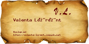 Valenta Lóránt névjegykártya